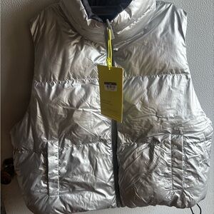 Silver and Black Reversible Puffer Vest